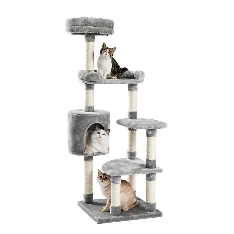 Large Grey Cat Scratching Post