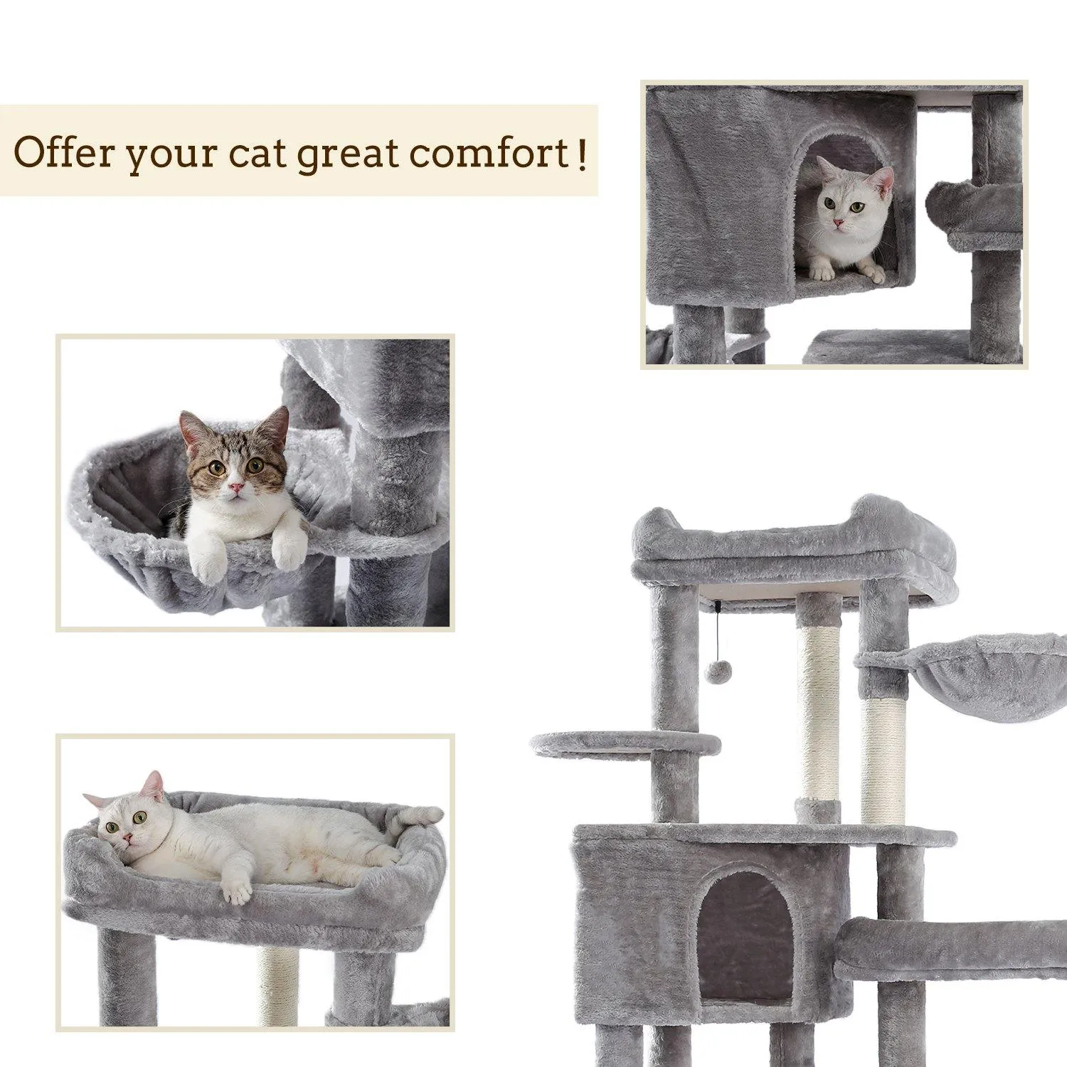 Large Grey Cat Scratching Post