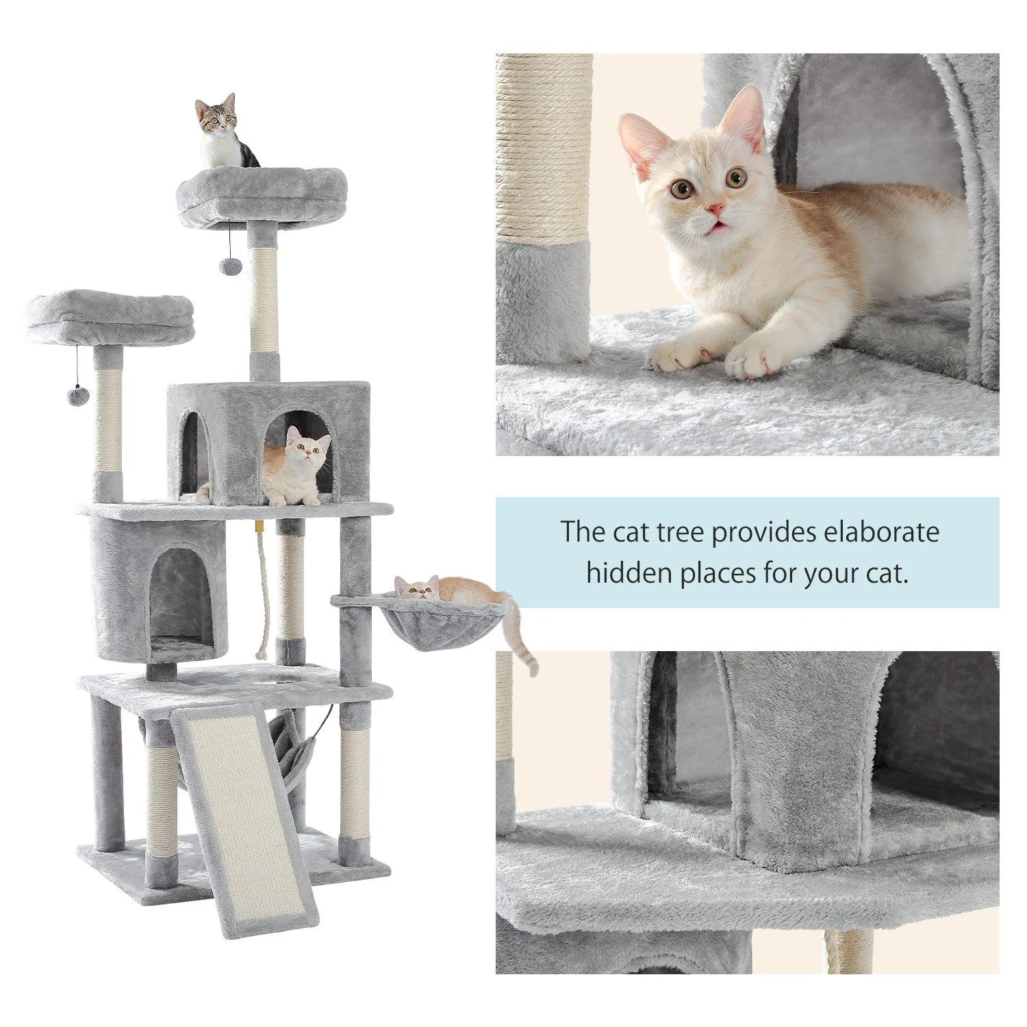 Large Grey Cat Scratching Post