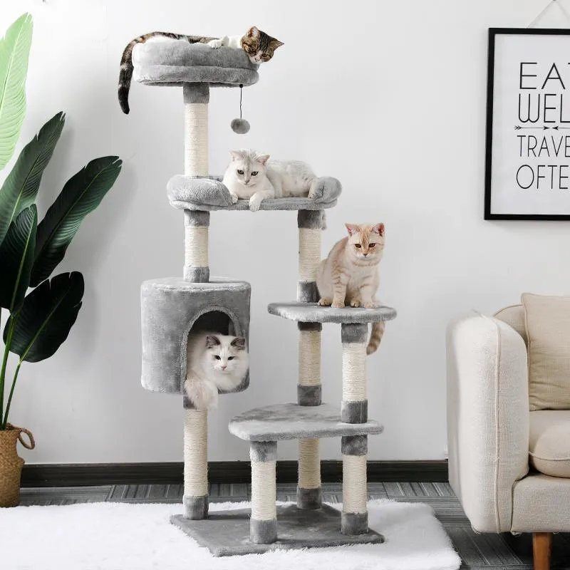 Large Grey Cat Scratching Post