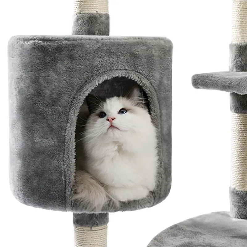 Large Grey Cat Scratching Post