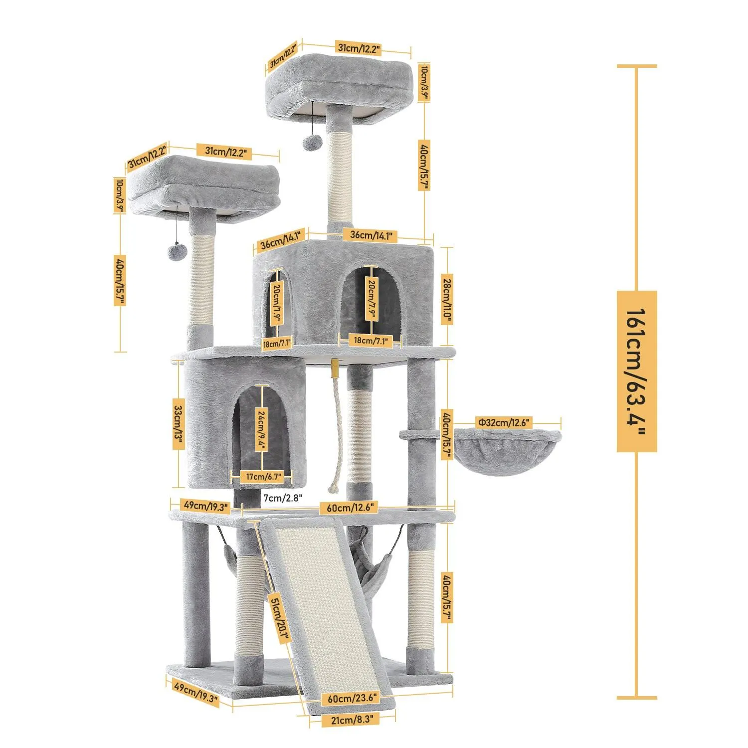 Large Grey Cat Scratching Post