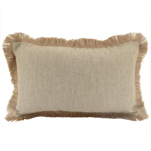 Linen Fringe Cushion Latte - 30cm x 50cm
