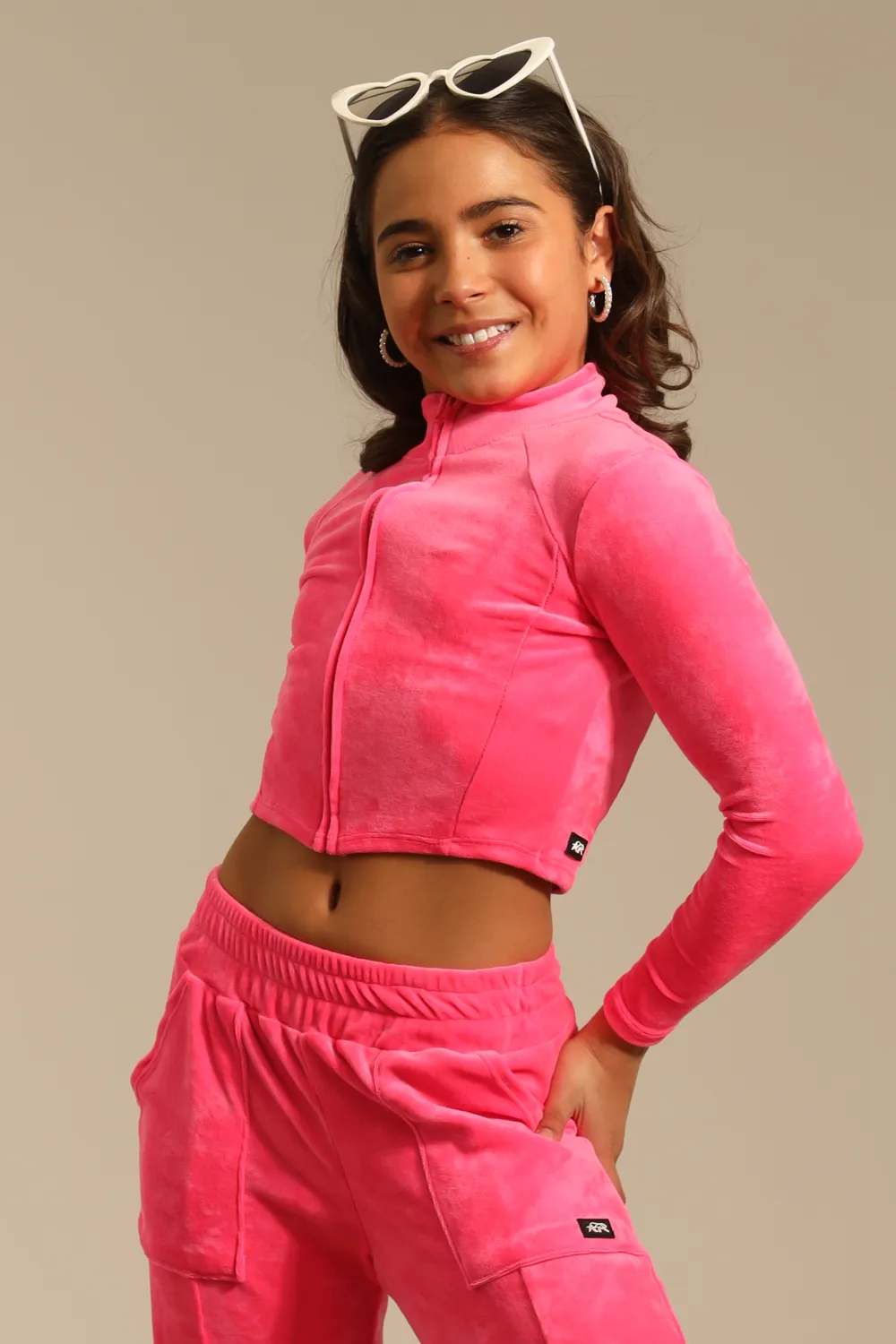 Luxe Cropped Track Jacket - Hot Punk - FINAL SALE