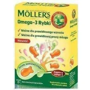 MOLLER'S OMEGA-3 FISH x 36 jellies, fish oil for kids, 3 