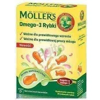 MOLLER'S OMEGA-3 FISH x 36 jellies, fish oil for kids, 3 