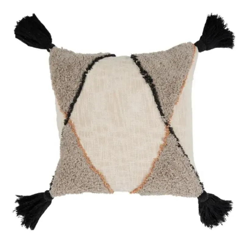 Natural & Black Almasi Cotton Cushion - 50cm x 50cm