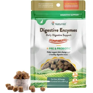 NaturVet Scoopables Digestive Enzymes Daily Digestive Support Plus PRE & Probiotic for Cats, 5.5-oz