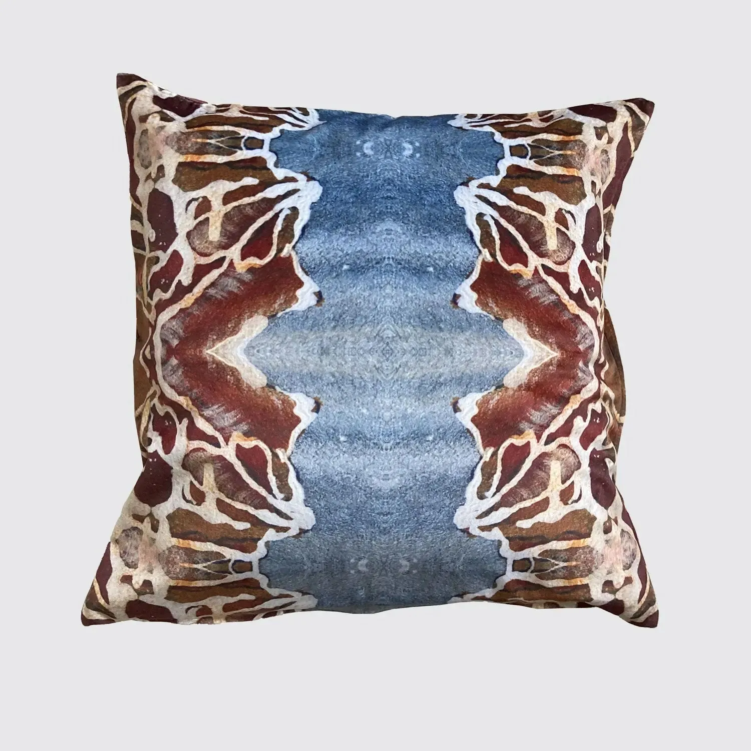 Orange Blue Rose Detail Velvet Cushion