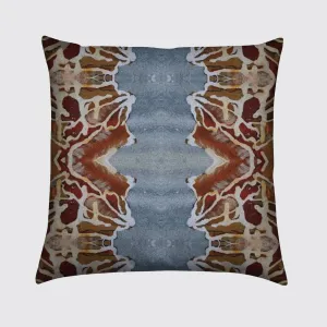 Orange Blue Rose Detail Velvet Cushion