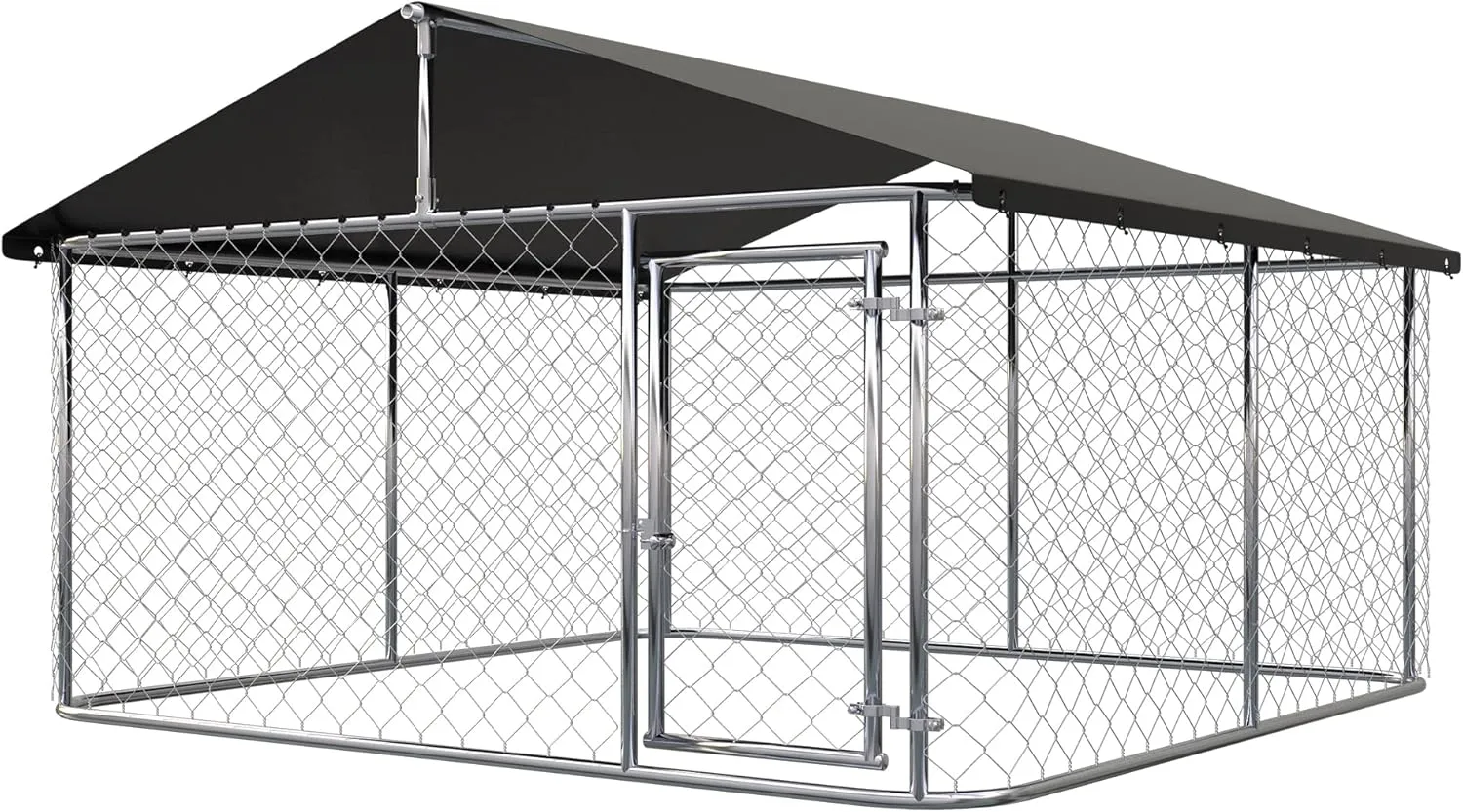 Outdoor Dog Enclosure Heavy Duty Dog Kennel House Mesh Dog Big Cage Pet Kennel Steel Fence with Secure Lock (6.56x 6.56)