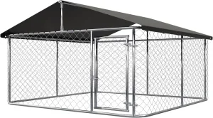 Outdoor Dog Enclosure Heavy Duty Dog Kennel House Mesh Dog Big Cage Pet Kennel Steel Fence with Secure Lock (6.56x 6.56)