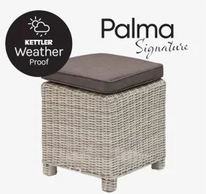 Palma Signature Stool - White Wash with Grey Taupe Seat Pad
