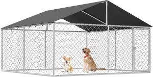 Petonly Outdoor Dog Enclosure Heavy Duty Dog Kennel House Mesh Dog Big Cage Pet Kennel Steel Fence with Secure Lock(118x 118)