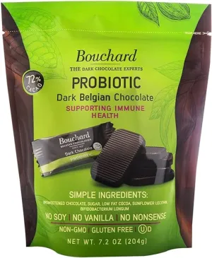 Probiotic Dark Belgian Chocolate (72% Cacao) | Individually Wrapped in Resealable Bag | No Soy, No Vanilla, No Nonsense | Non-GMO, Gluten Free, OU-D Kosher in Pakistan