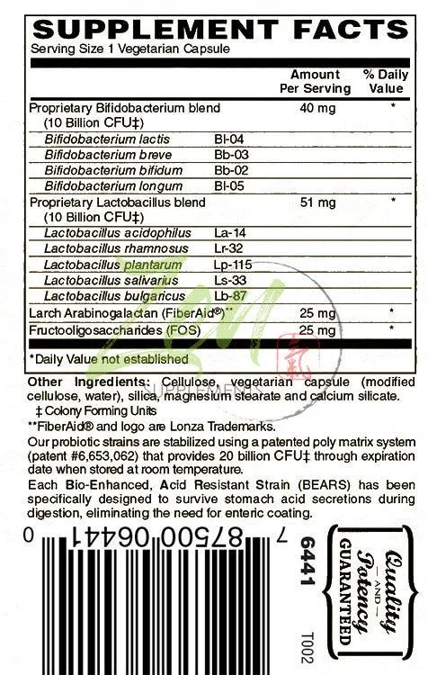 Probiotic with 20 Billion CFU and 9 Strains - 30 Vegcaps