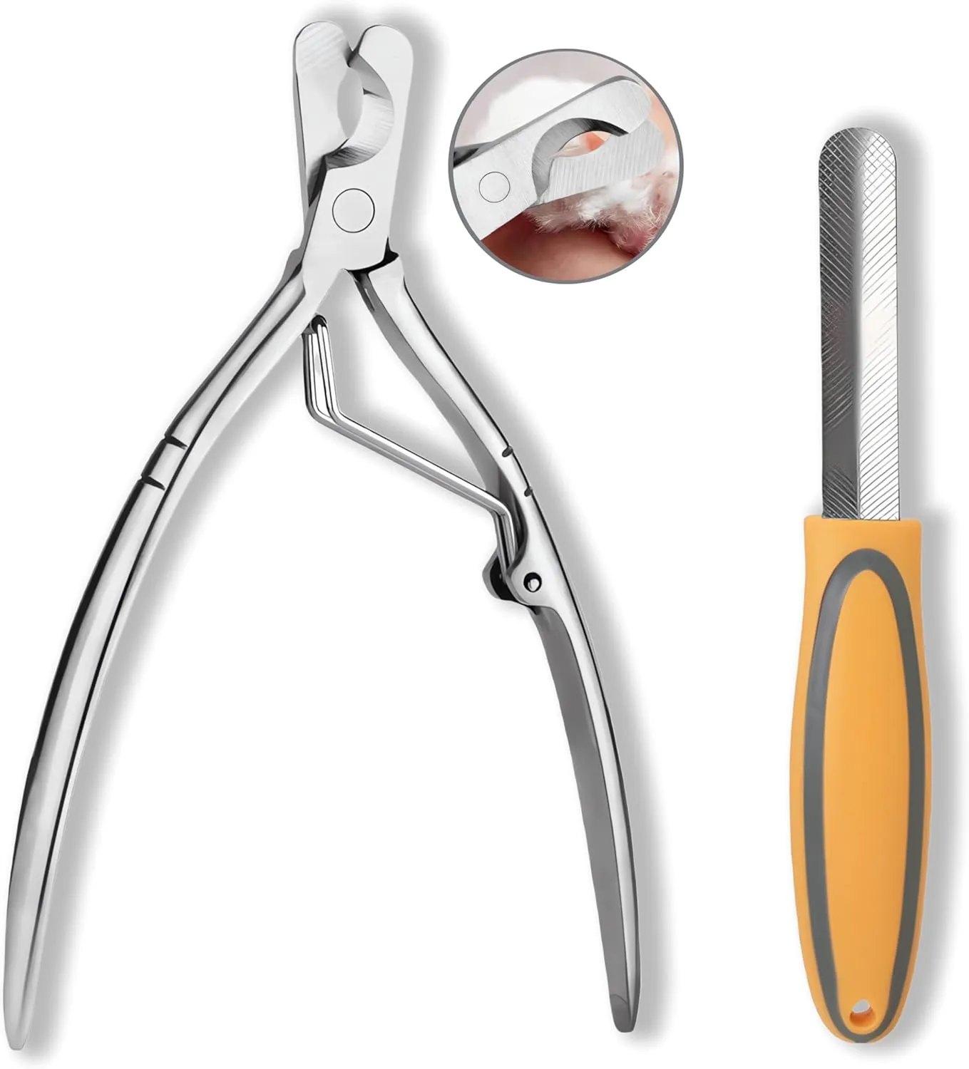 Professional Pet Nail Clippers with Safety Guard Nail File 2-in-1 Wide Open Grooming Tool for Dogs & Cats, Sharp Stainless Steel Trimmer for Small/Medium Pets, Ergonomic Handle for Precise Clipping