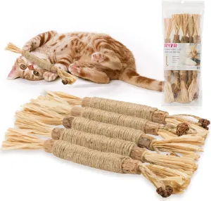 RYERCAT Silvervine Sticks for CatsCanadian Brand All-Natural Cat Chew Toy for Aggressive Chewers and Kitten Teething - Pet Friendly, Smooth Finish, Irresistible Taste and Smell (5 Pack)
