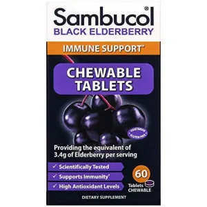 Sambucol Black Elderberry Advanced Immune Support Chewable Tablets 60ct
