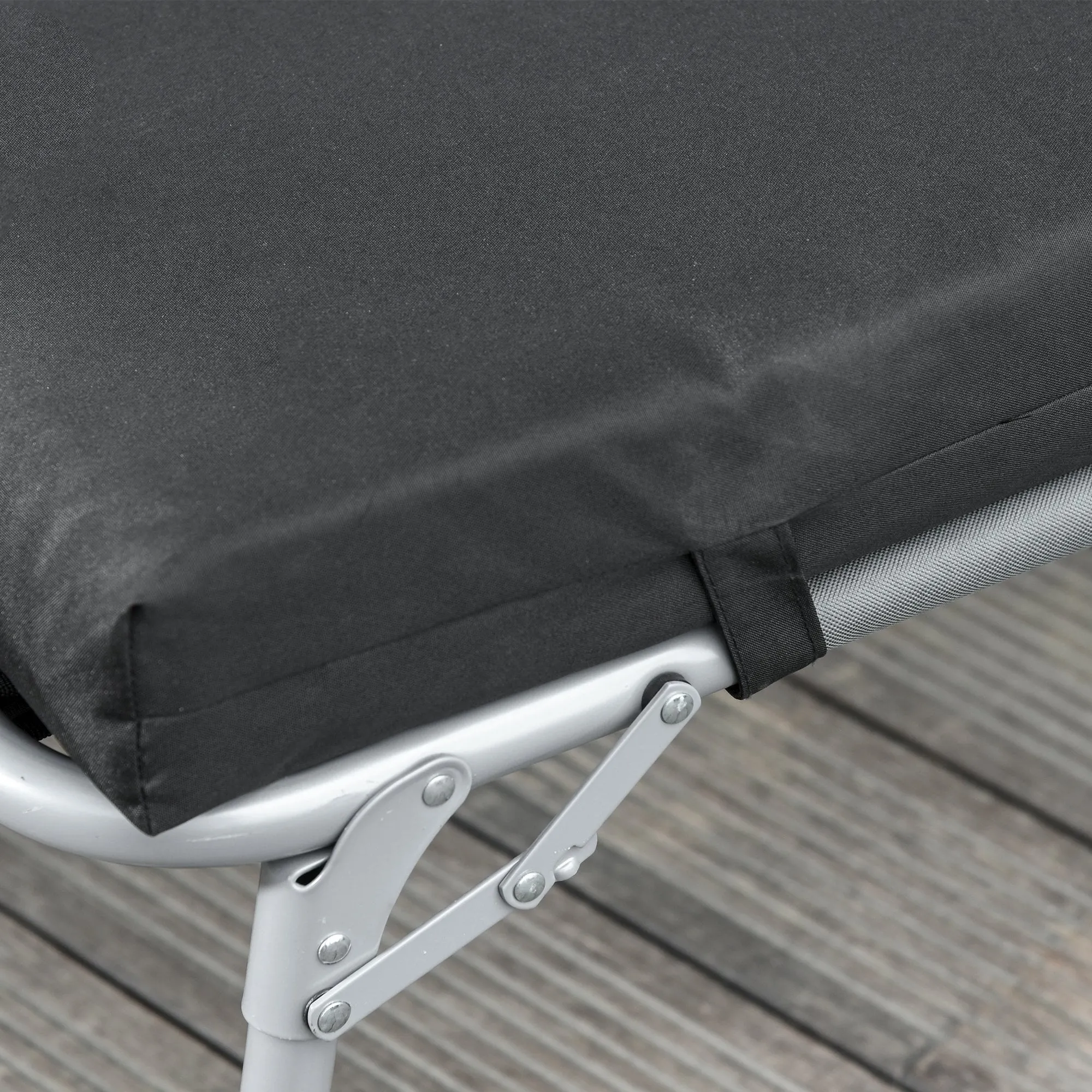 Set of 2 Non-Slip Sun Lounger Cushions - Black