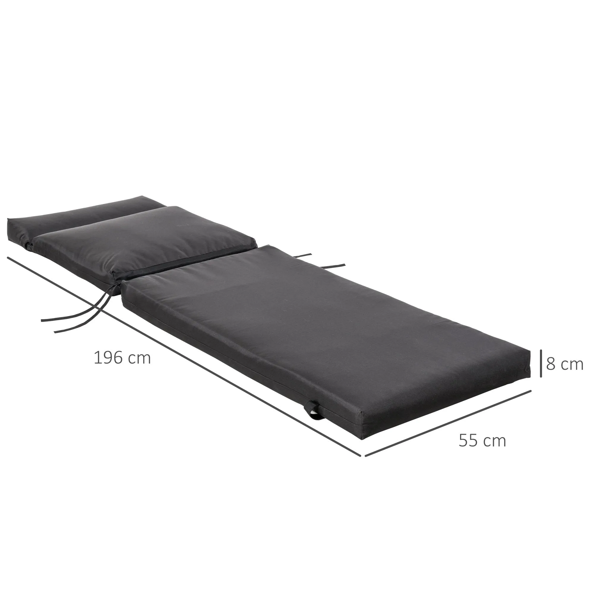 Set of 2 Non-Slip Sun Lounger Cushions - Black