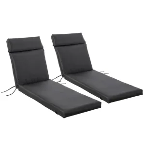 Set of 2 Non-Slip Sun Lounger Cushions - Black