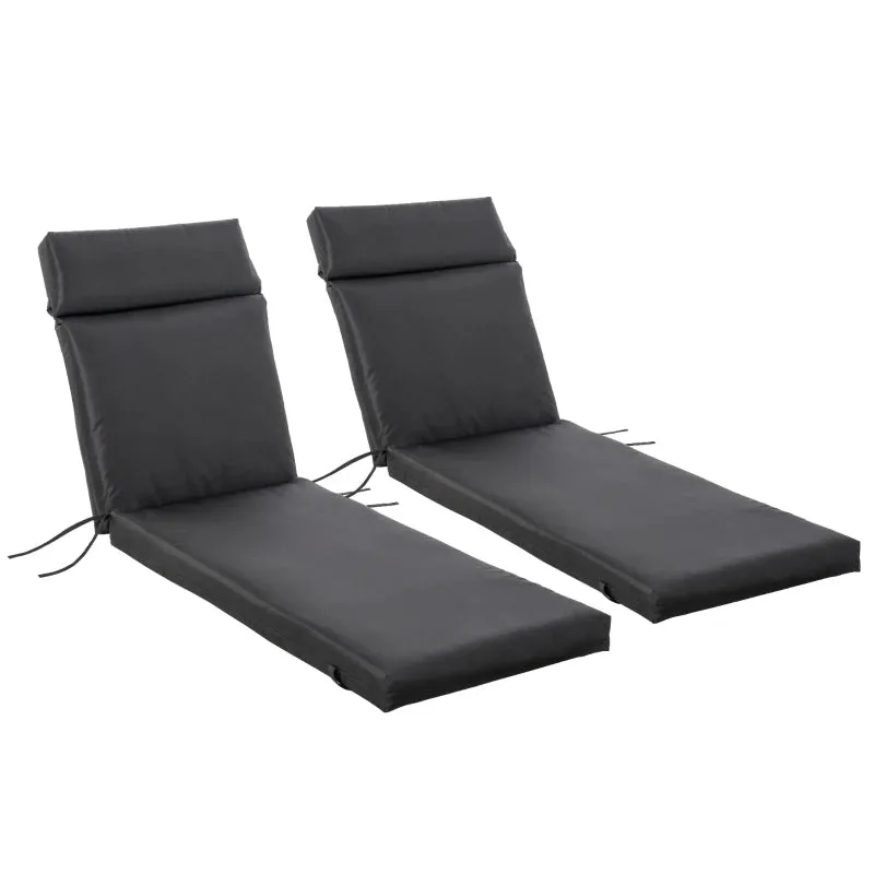 Set of 2 Non-Slip Sun Lounger Cushions - Black