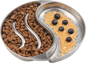 Stainless Steel Slow Feeder Dog and cat Bowl & Lick Mat  2 Cups, Enrichment Puzzle for Small & Medium Pets, Improves Digestion & Supports Meal Variety, with Non-Slip Suction Cups