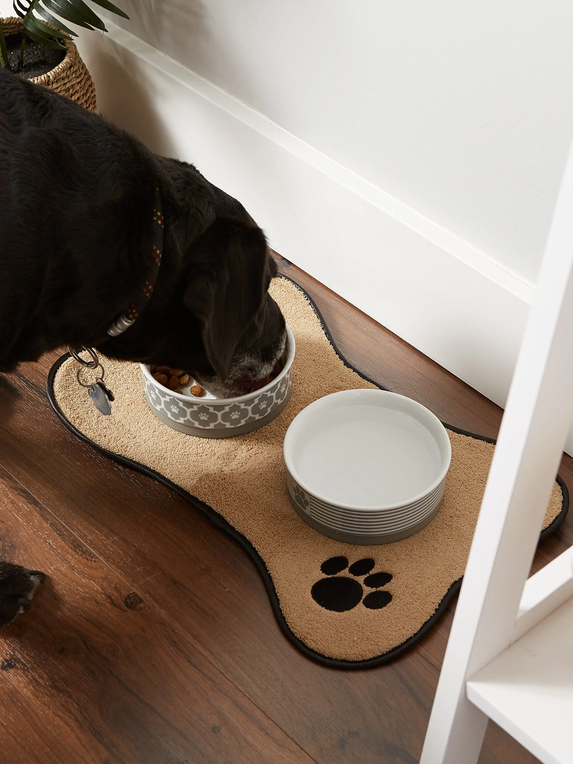Taupe Bone Embroidered Paw Pet Placemat