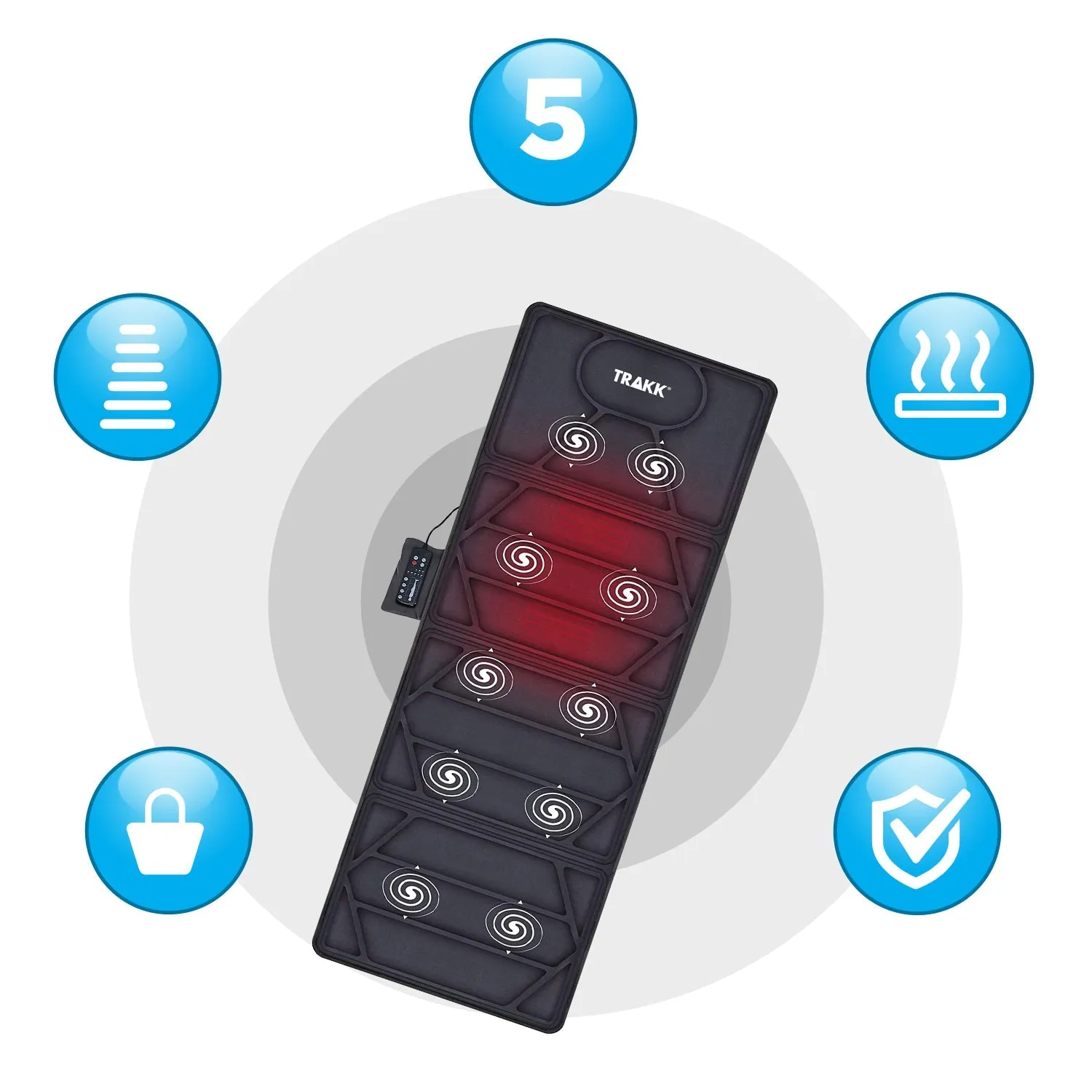 TRAKK Full Body Massage Mat with Heat- Multi Vibrating Motors Full