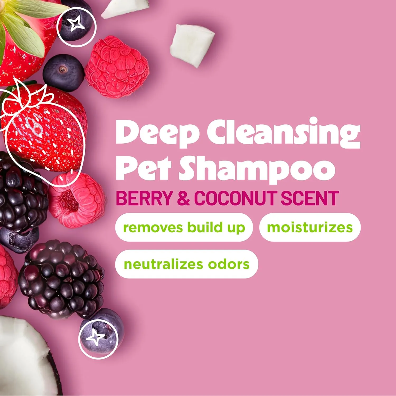 TropiClean Deodorizing Dog Shampoo for Smelly Pets, Long Lasting Odor Control, Puppy Safe, Made in the USA, Berry Scent, Cat Friendly, 12oz.