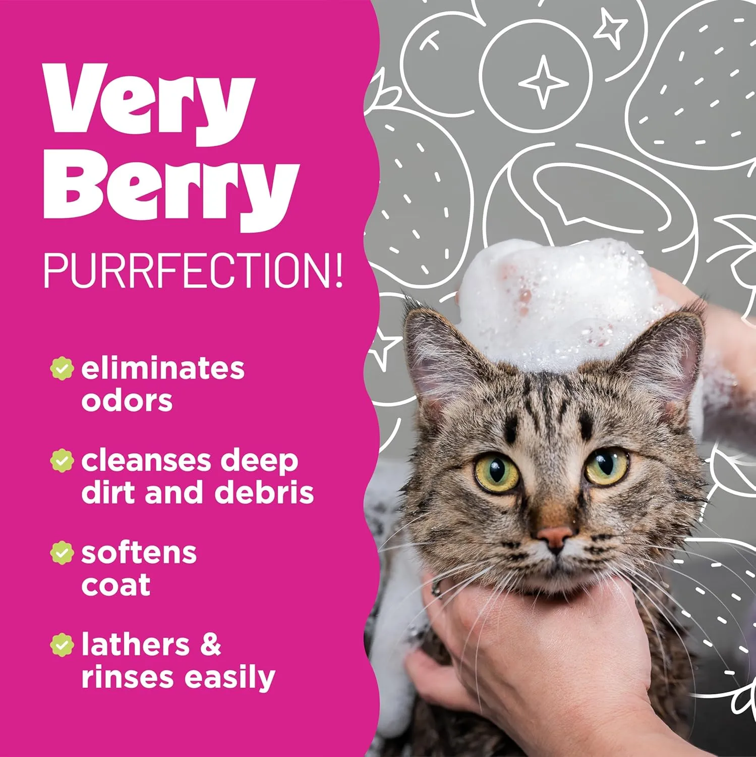TropiClean Deodorizing Dog Shampoo for Smelly Pets, Long Lasting Odor Control, Puppy Safe, Made in the USA, Berry Scent, Cat Friendly, 12oz.