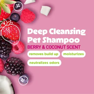 TropiClean Deodorizing Dog Shampoo for Smelly Pets, Long Lasting Odor Control, Puppy Safe, Made in the USA, Berry Scent, Cat Friendly, 12oz.