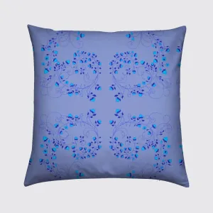 Velvet Cushion - Turquoise Flowers on Blue