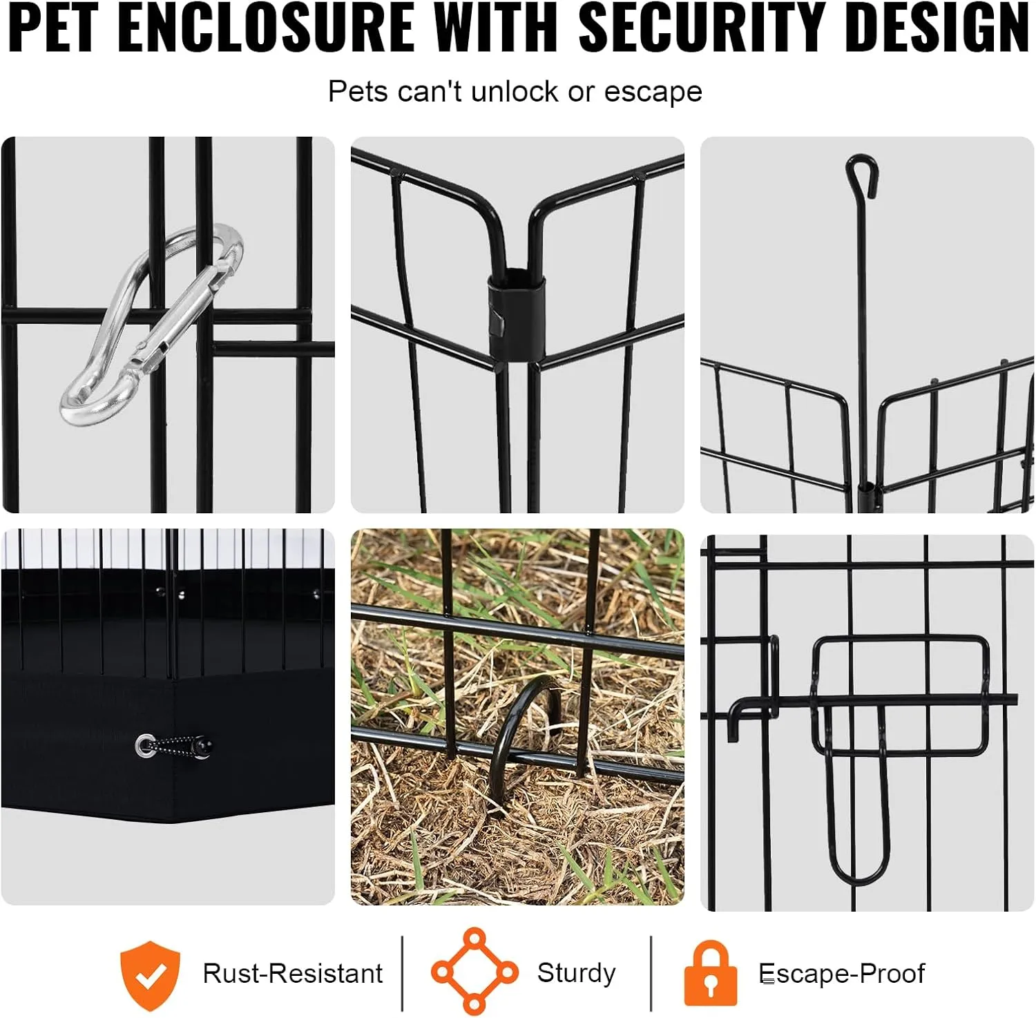 VEVOR Dog Playpen, 8 Pcs 30"H x 24"W Panels Foldable Metal Pet Exercise Pen, Dog Fence Indoor and Outdoor Pen with Door, 600D Oxford Fabric Bottom Pad, Pet Playpen for Dogs, Cats, Other Small Animals