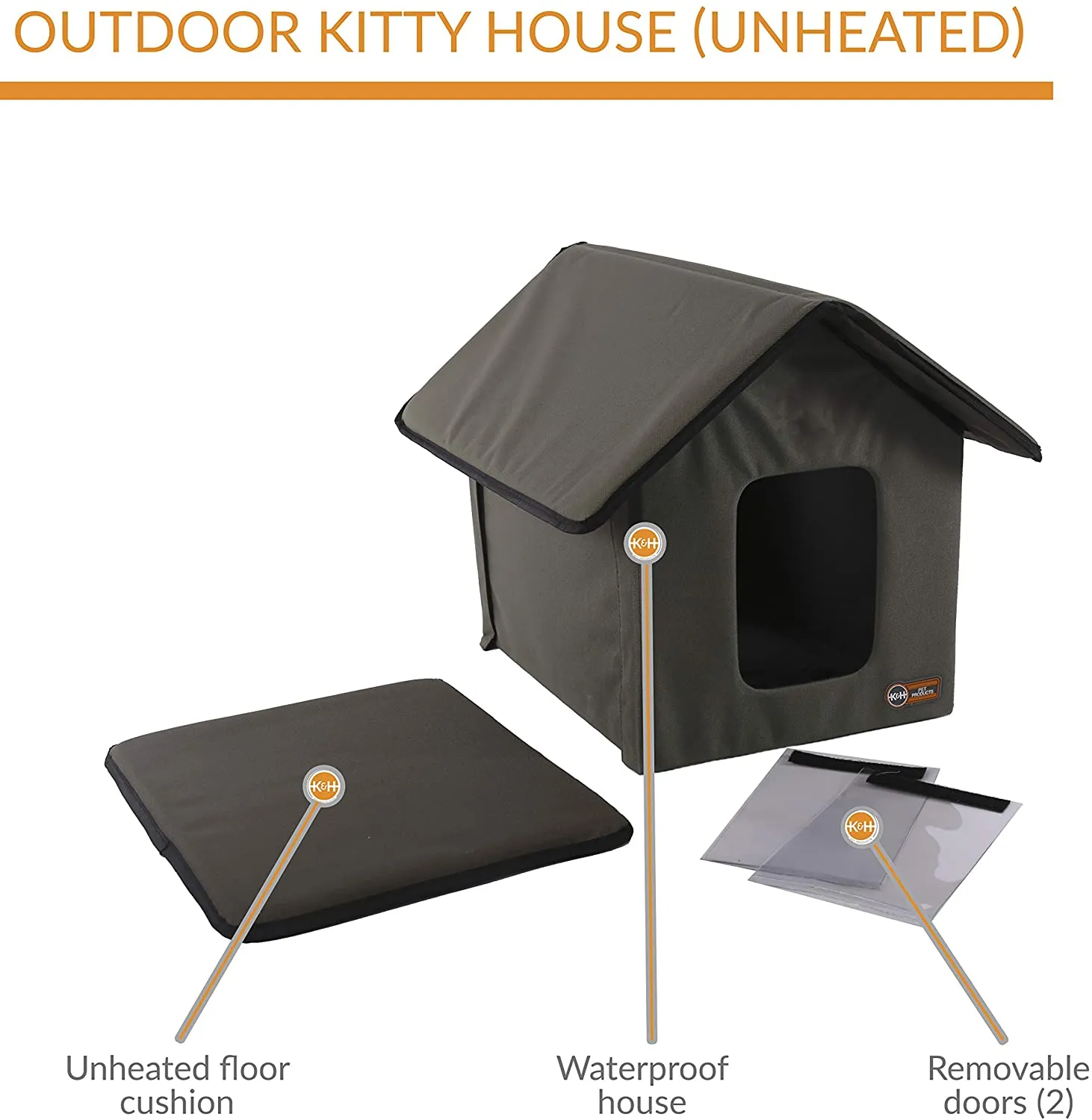 Waterproof Outdoor Cat House - 22″ x 18″ x 17″ - K&H Manufacturing