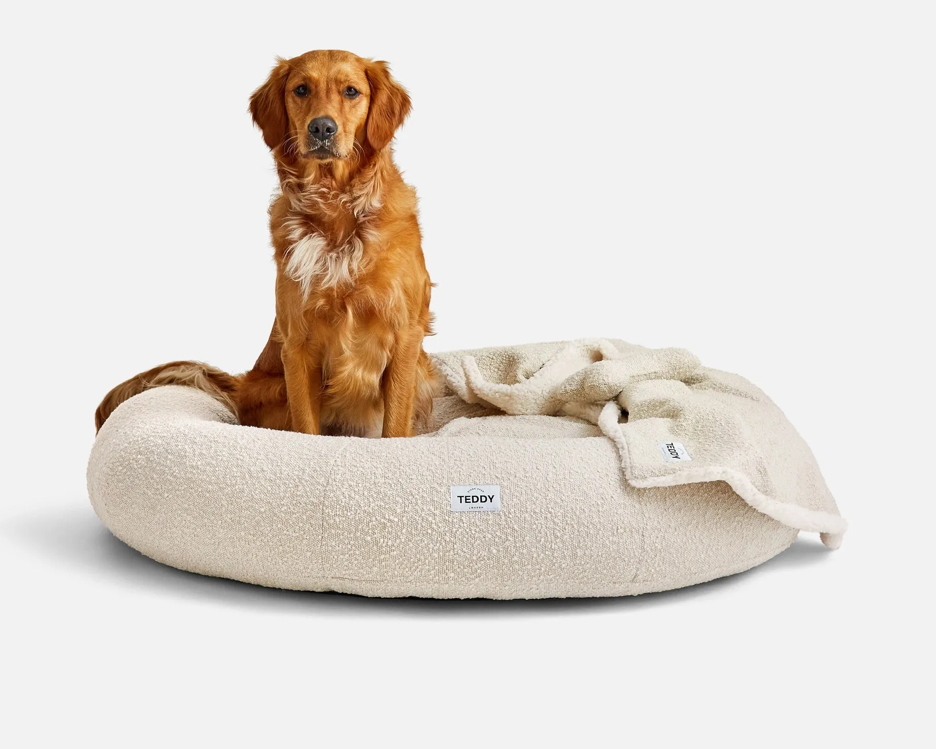 White Boucle Fabric Cloud Bed for Dogs - S/M/L