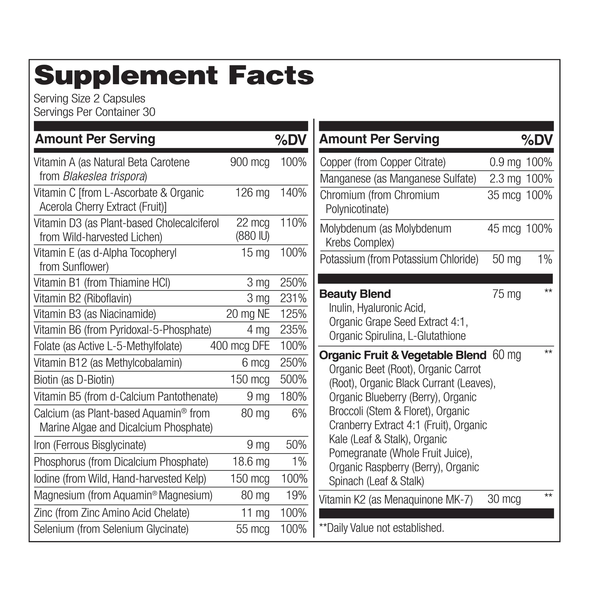 Whole Food Multivitamin with Beauty Blend
