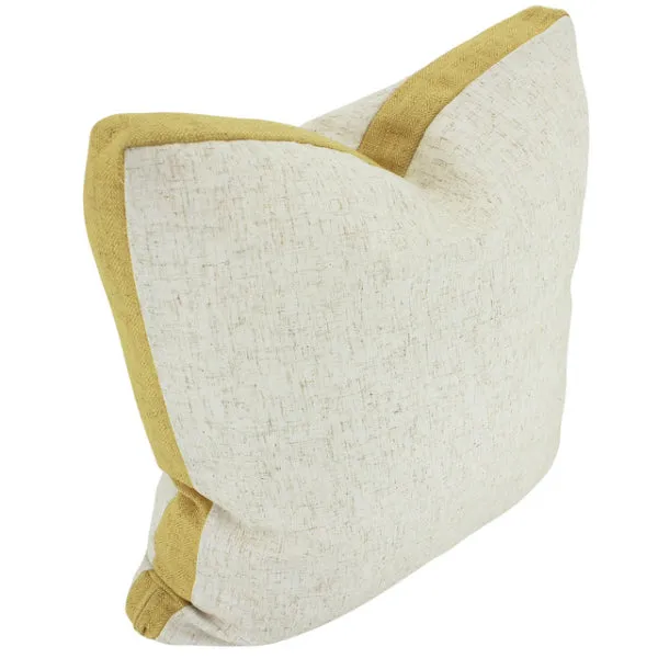 Yellow Linen Walled Cushion - 50cm x 50cm